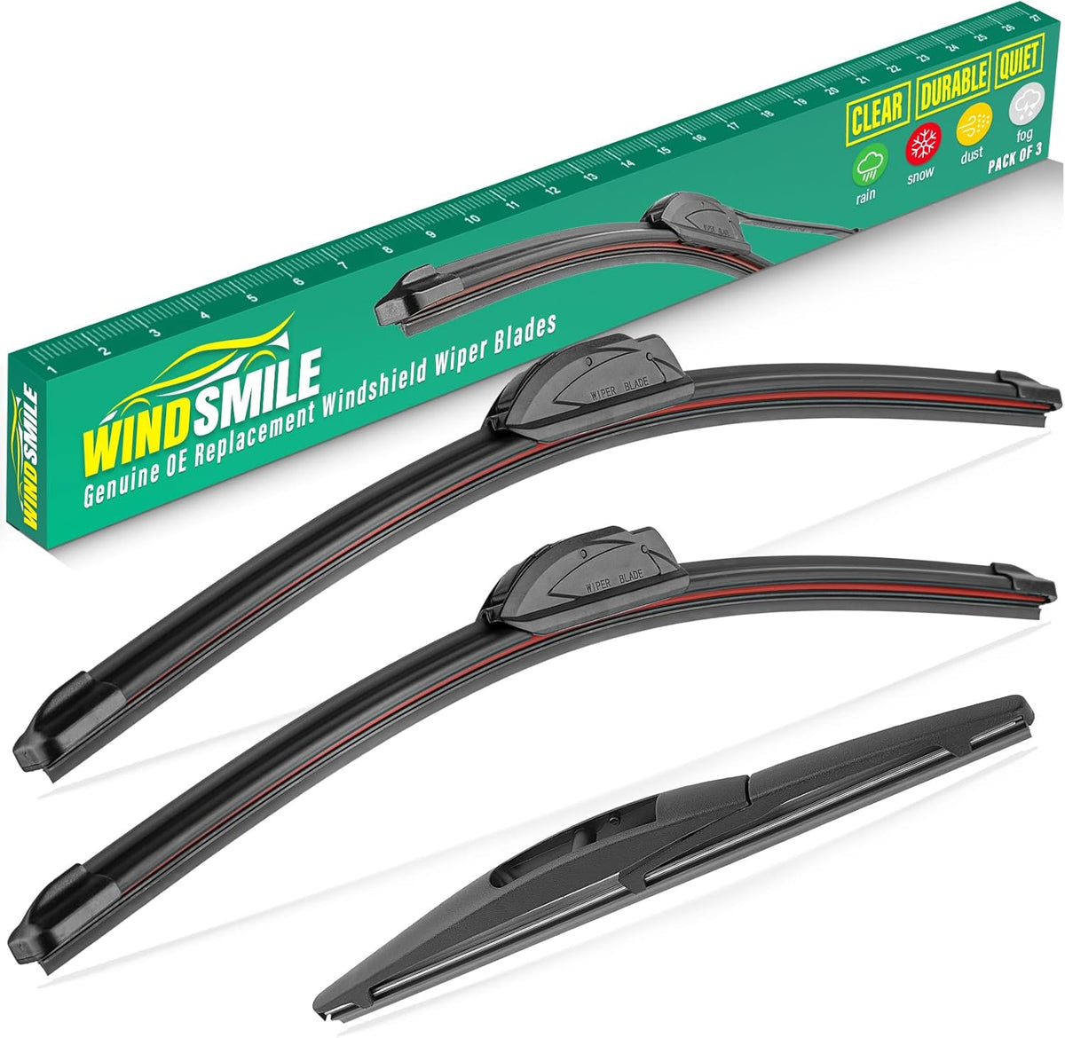 26" 20" 10" Windshield Wiper Blades Replacement for Jeep Grand Cherokee 2022 2023 2024 2025 / Grand Cherokee L 2021-2025 Premium All Weather Front Rear Wipers Set - OEM Quality (Pack of 3)