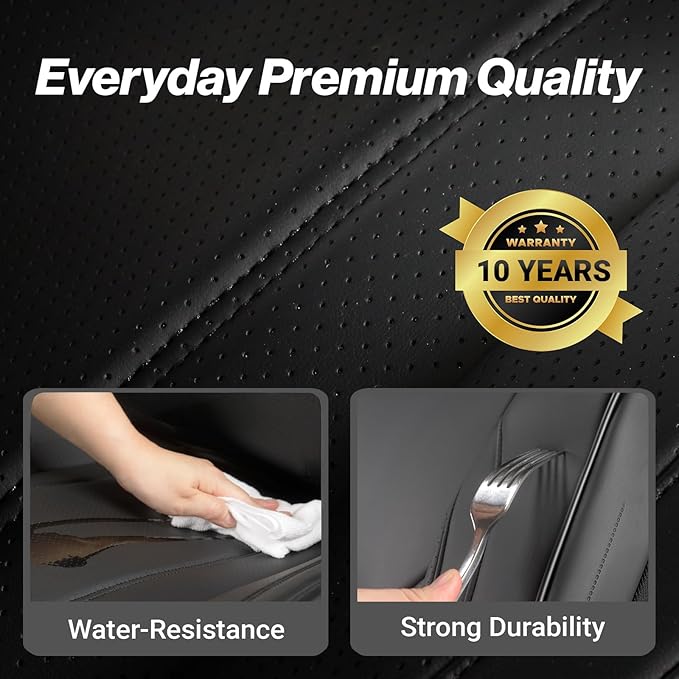 Coverland Custom Fit Car Seat Covers for Car Compatible with [BMW 3-Series Sedan, 7-Series LWB, Mazda6] Premium Waterproof Non-Slip Interior Seat Protector [Full Set Black - Size Chart X63]