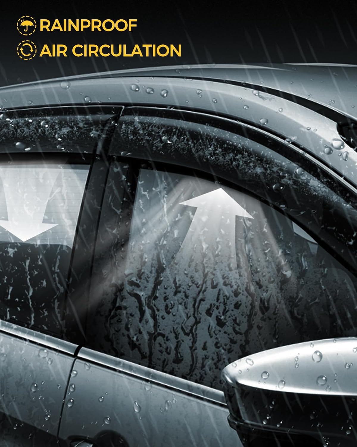 Rain Guards for Car Windows, Tape-On Window Visors Rain Guards Fit for Honda Civic 2012-2015, Window Deflectors, Vent Visors for Honda Car Accessories, 4 Pieces