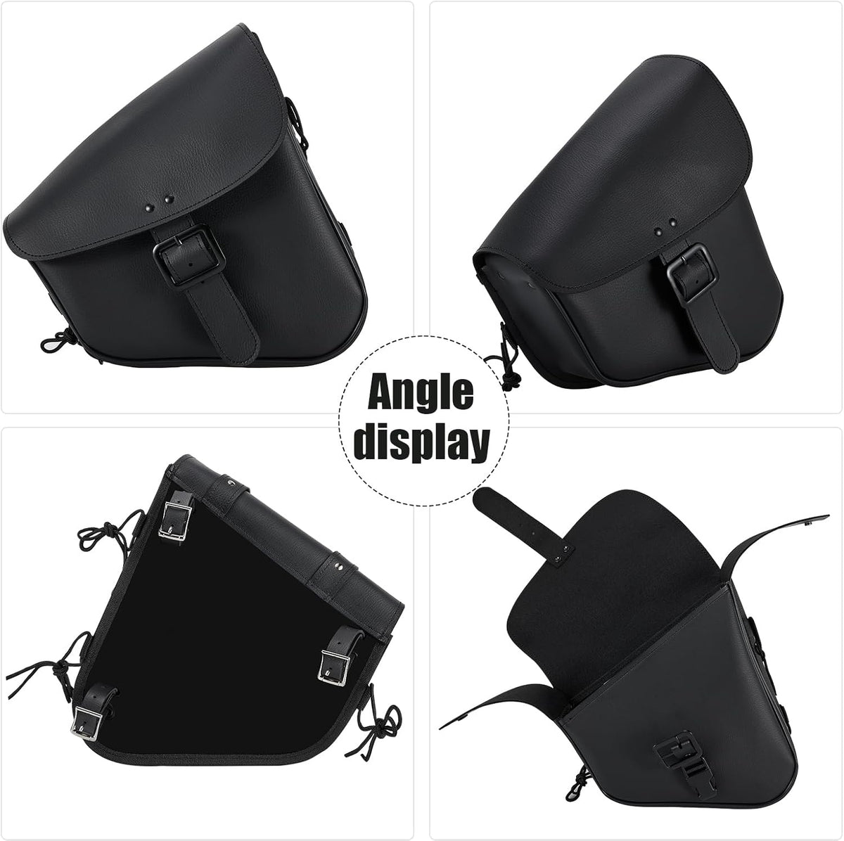GARGOYLE BELLS Motorcycle Swing Arm Bag Solo Saddle Bags For Sportster Softail PVC Waterproof Motorcycle Luggage Bags for Motorcycle or Bike (Right Side, Black-Single Buckle)