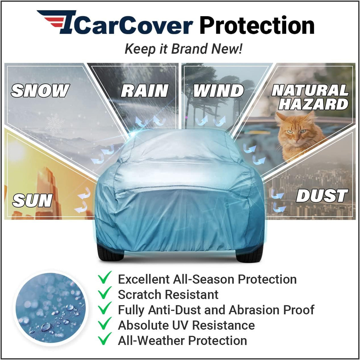 iCarCover Premium Car Cover for 1973-1977 Buick Century Sedan, Coupe Heavy Duty Waterproof All-Weather Automobiles Custom Fit Indoor Outdoor UV Snow Protection Covers with Straps and Bag