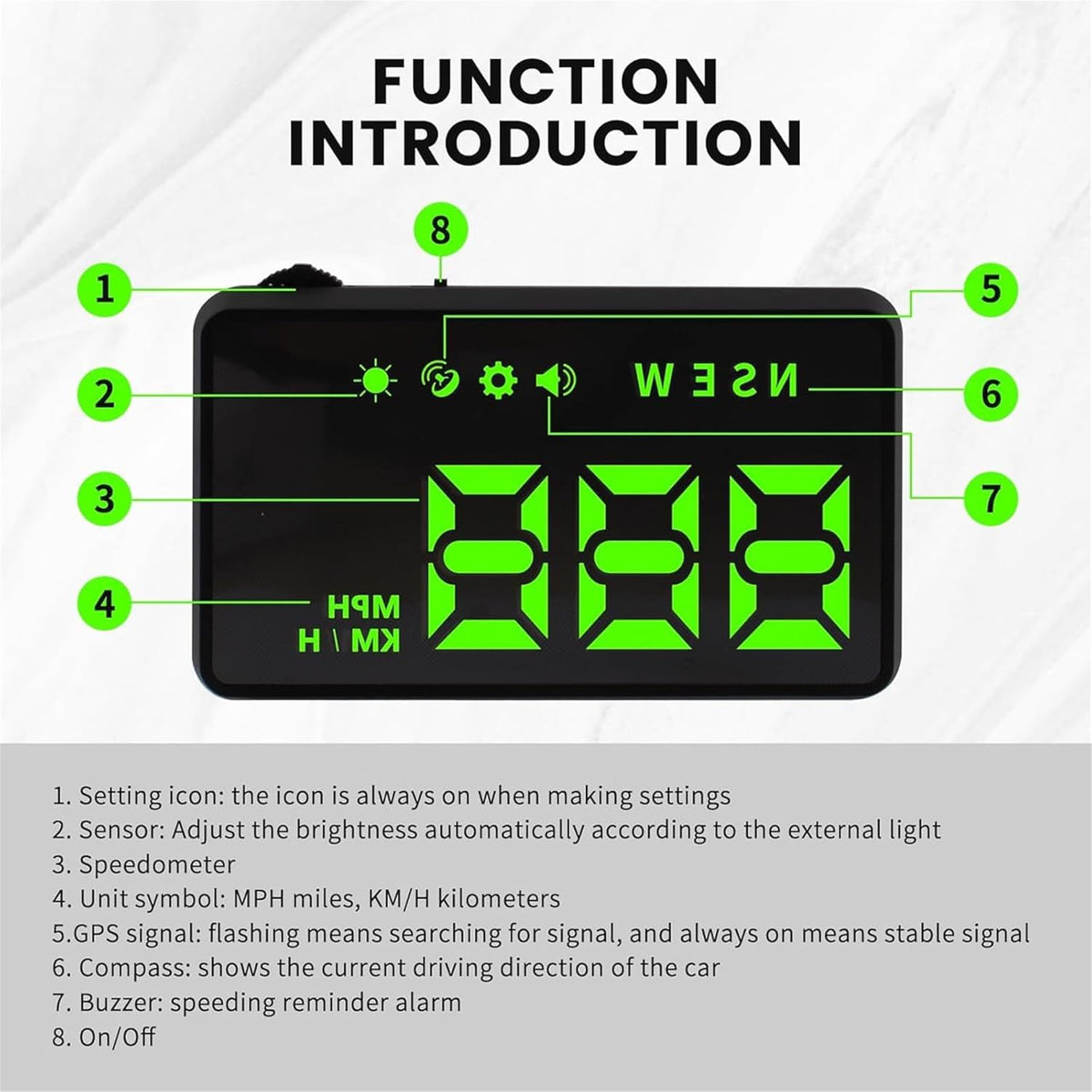 Heads up Display for Cars,Car HUD,Head up Display for Car,Car Speedometer Display,Automatic Brightness Adjustment,Speeding Alert,USB Cable Plug & Play