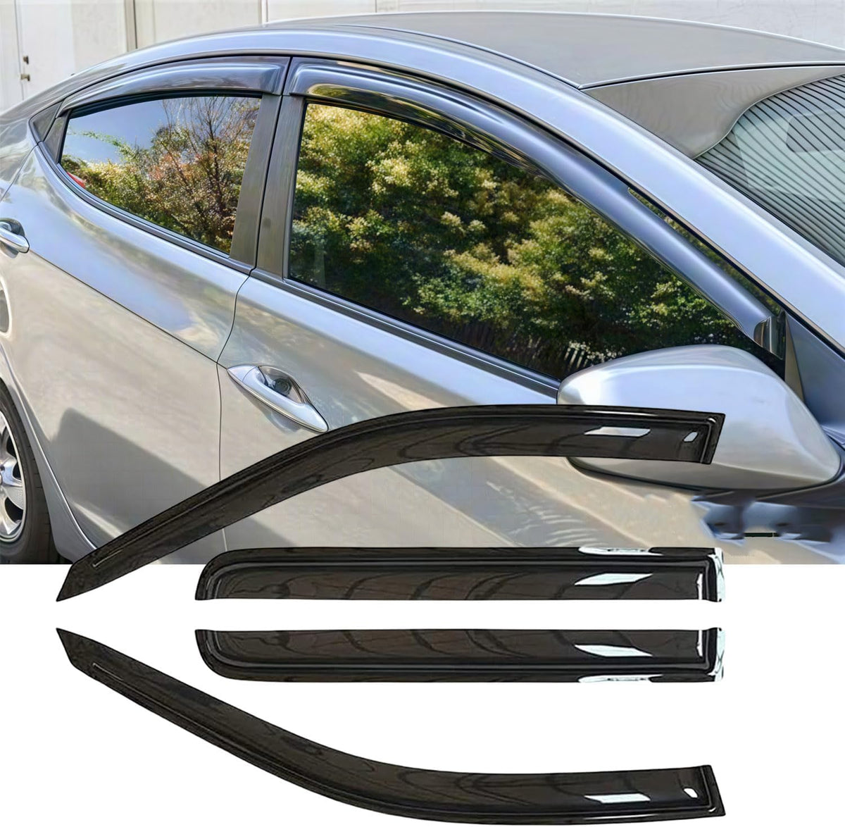 Rainproof Side Window Wind Deflectors for 2021-2024 Hyundai Elantra, Tape-on Sun Rain Guard Sets,Nice Looking Window Visors for Cars,Vent Deflector for 21-24 Hyundai Elantra 94169