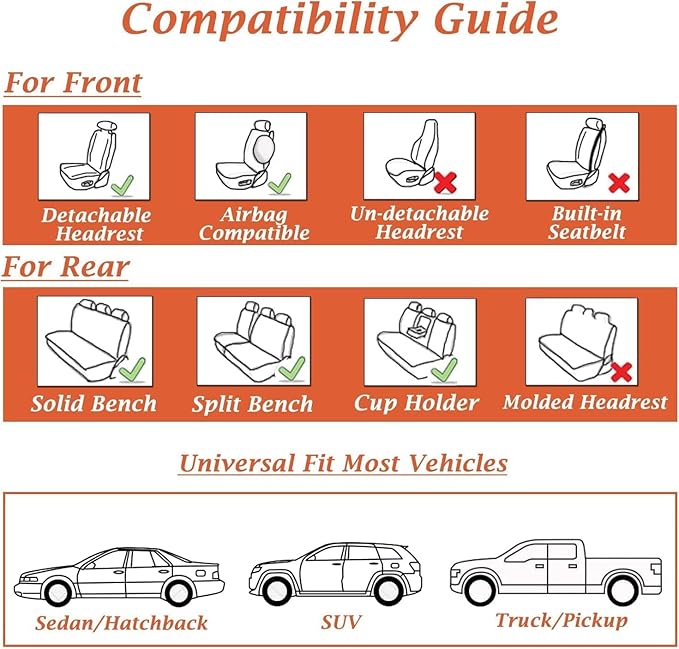 Coverado Car Seat Covers Full Set, Seat Covers for Cars, Car Seat Protector Waterproof, Nappa Car Seat Cushion, Car Seat Covers Front Seats and Back Fit for Most Cars BlackRed