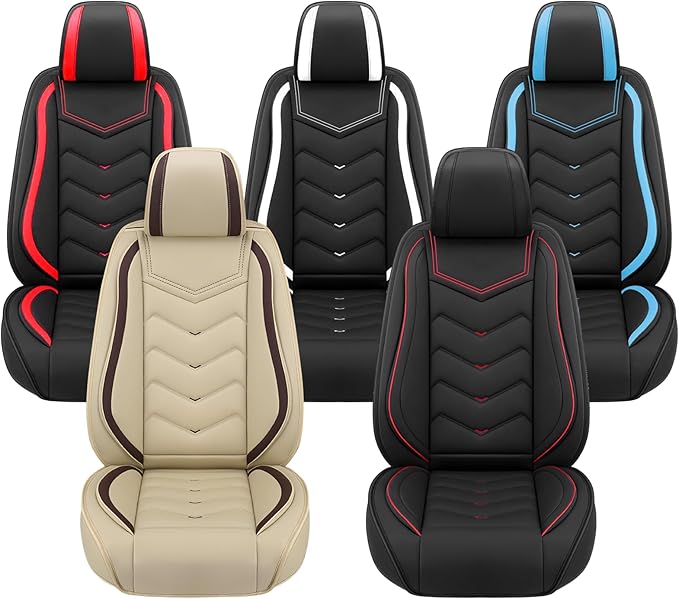 Car Seat Covers for Hyundai Sonata 2002-2026, Premium Nappa Leather Car Seat Cover, Stylish Sport Seat Covers， Automobile Seat Cover Sets.(Standard 2 Seats/Black Blue)