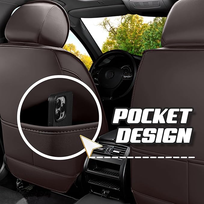 Car Seat Covers for Mitsubishi Outlander 2003-2025, Premium Nappa Leather Car Seat Cover, Stylish Sport Seat Covers， Automobile Seat Cover Sets.(Standard 5 Seats/Coffee Color)