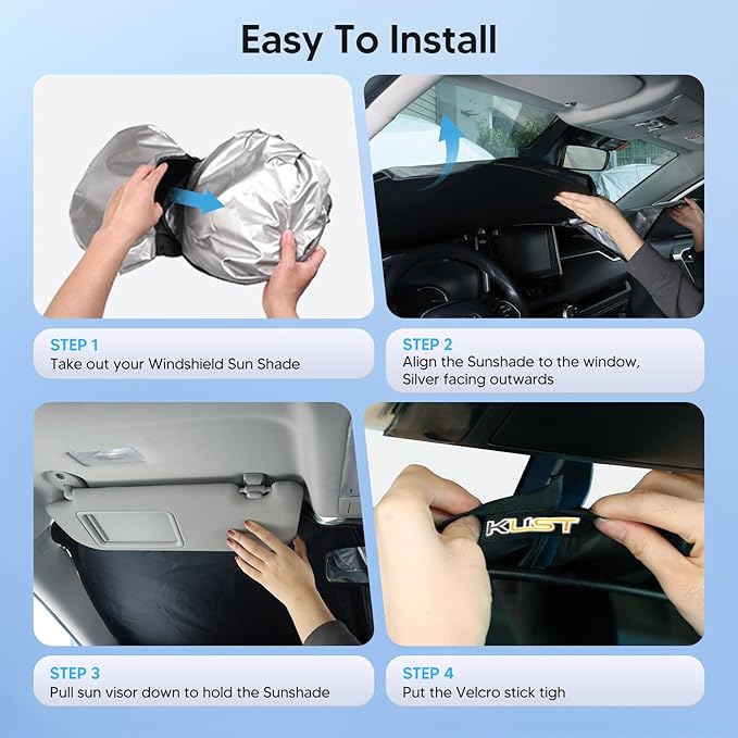KUST Windshield Sun Shade for GMC Terrain 2025 2026(Fit for Chevrolet Equinox) Window Accessories Shade Sun Visor Cover Foldable Block UV Rays