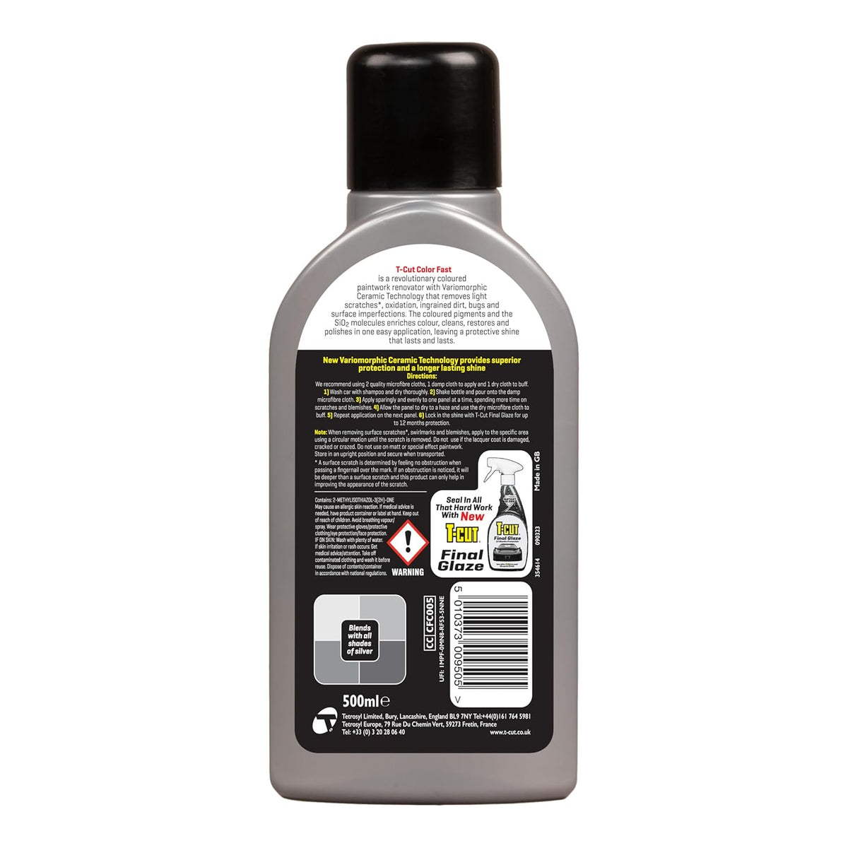 T-Cut Dark Silver Scratch Remover Color Fast Paintwork Restorer Car Polish, 13 Colors Available, 17 Fl Oz