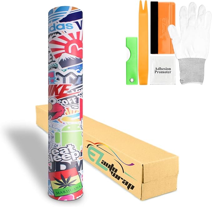 Free Tool Kit EZAUTOWRAP ES Bomber Hellaflush Anime Cartoon Car Vinyl Wrap Sticker Decal Air Release - 60"X540" (5FT X 45FT)