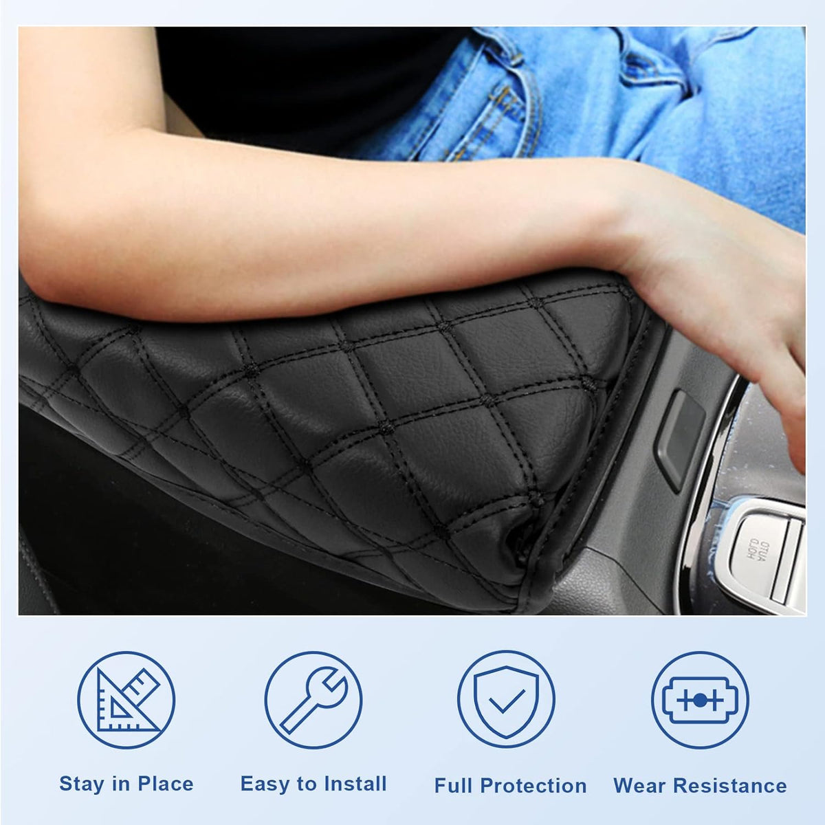CDEFG Center Console Cover for 2022 2023 2024 Santa Cruz Pickup Truck Armrest Cover Console Pad Armrest Seat Box Cover Leather Protector 2022 2023 2024 Santa Cruz Car Interior Accessories