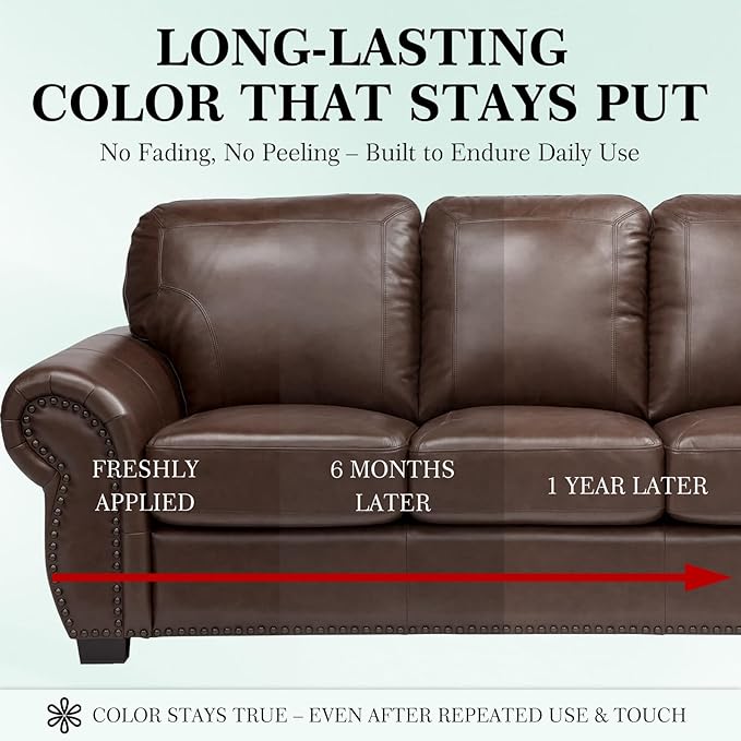 Leather Color Restorer, Leather Recoloring Balm, Scratch Remover, Leather Dye, Leather Paint with Leather Conditioner, Leather Repair Kit for Furniture Couches Car Seats Shoes, Dark Brown