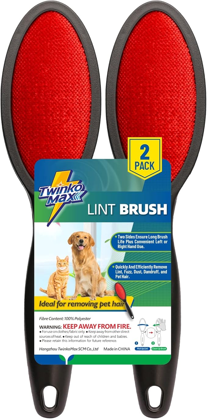 Lint Brush, Lint Remover, Pet Hair Remover, Clothes Brush, Magic Lint Remover Brush, Sheet and Carpet Cleaning Brush, 2-Sided and Reusable, No Need Lint Roller Refill.