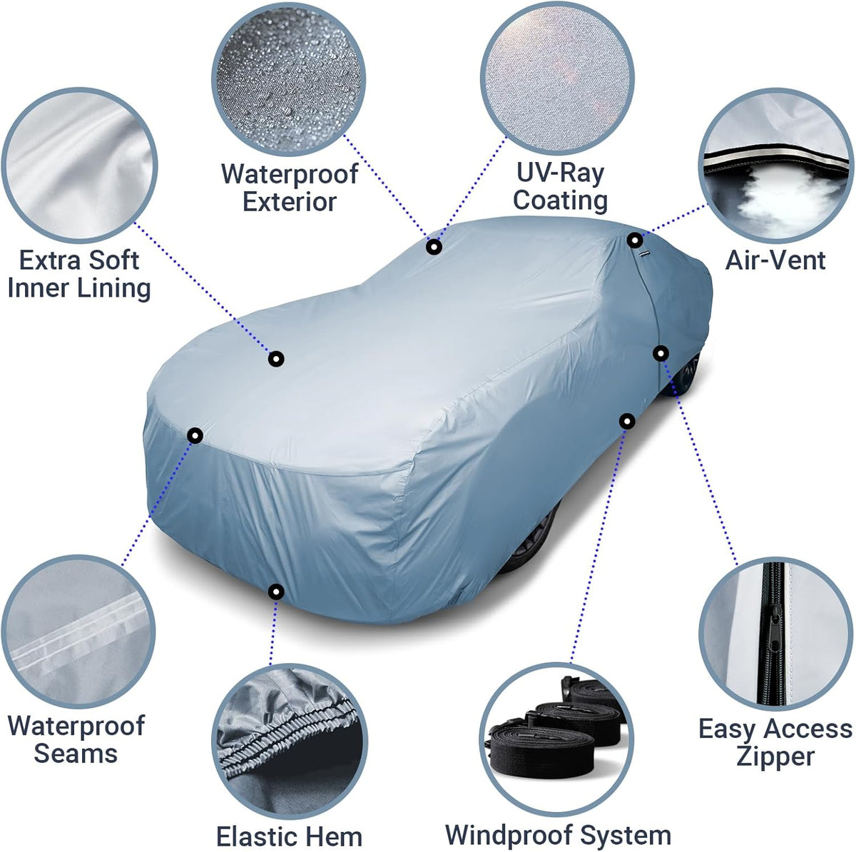 iCarCover Premium Car Cover for 1973-1977 Chevy Monte Carlo Heavy Duty Waterproof All-Weather Automobiles Custom Fit Indoor Outdoor UV Snow Protection Covers with Straps and Bag