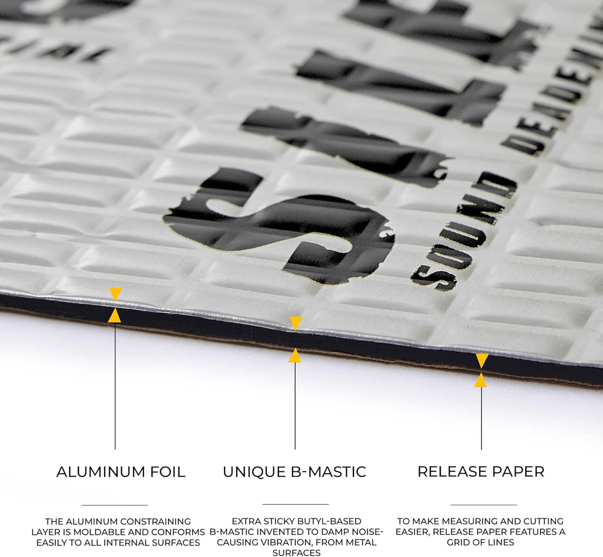 Siless 80 mil (2mm) Car Sound Deadening mat - Butyl Automotive Sound Deadener - Noise Insulation and Vibration Dampening Material 10 sqft (0.95 sqm)