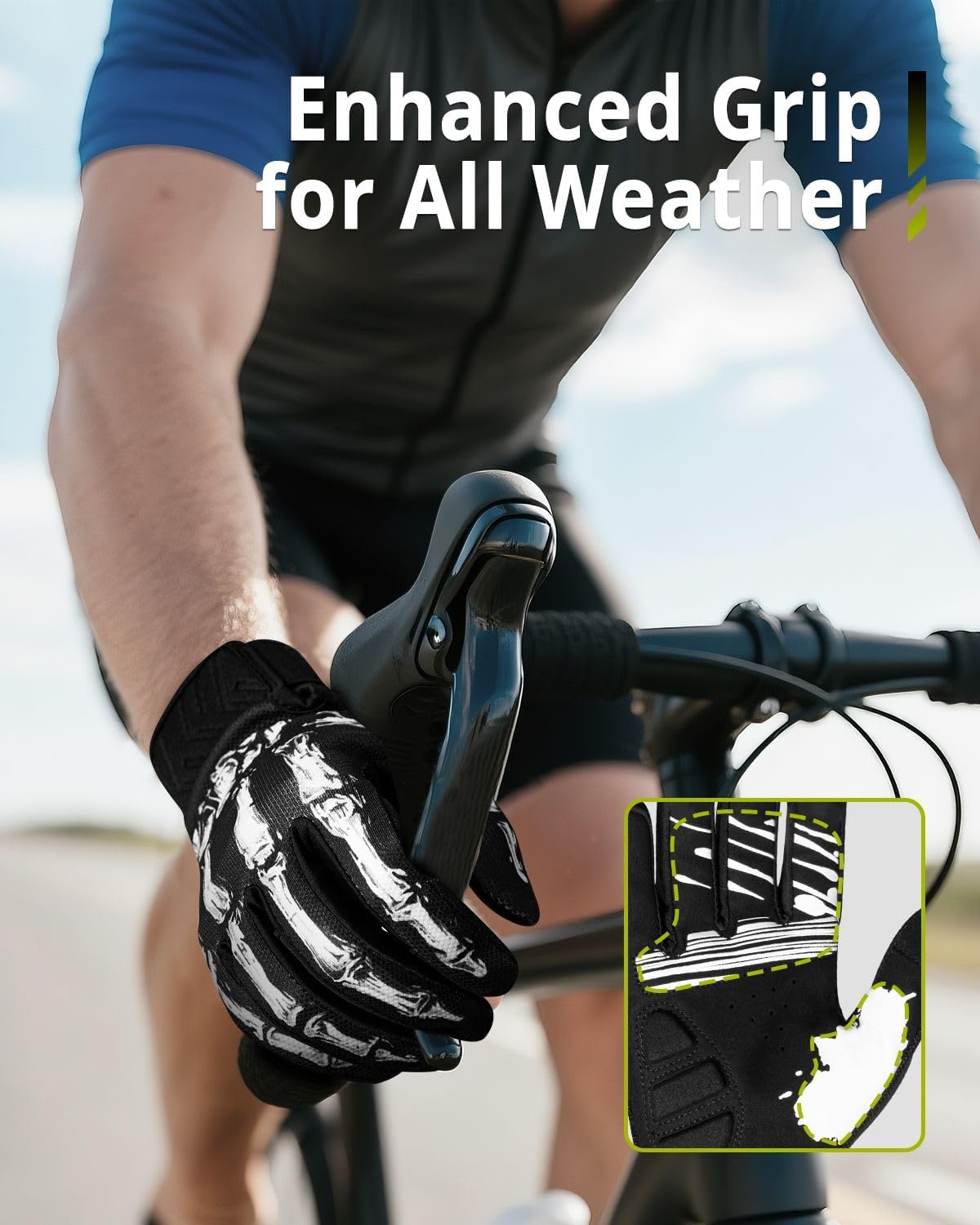 RIGWARL Skeleton Motorcycle Gloves Men Women Touchscreen, Non-Slip Mountain Bike Gloves for Men Cycling, Lightweight Dirt Bike Riding Bicycle Glove