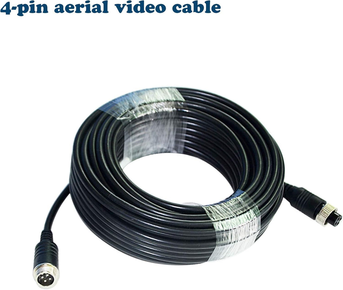34FT Backup Camera Extension Cable - 4Pin Aviation Video Cable for Car Rear View Camera Systems