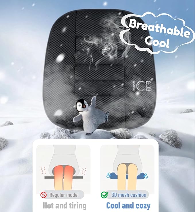 Mesh Car Seat Cushion for Driving, Summer Cooling Breathable 3D Air Car Seat Pad for SUV Pickup Truck Or Office Chair (Light Gray)