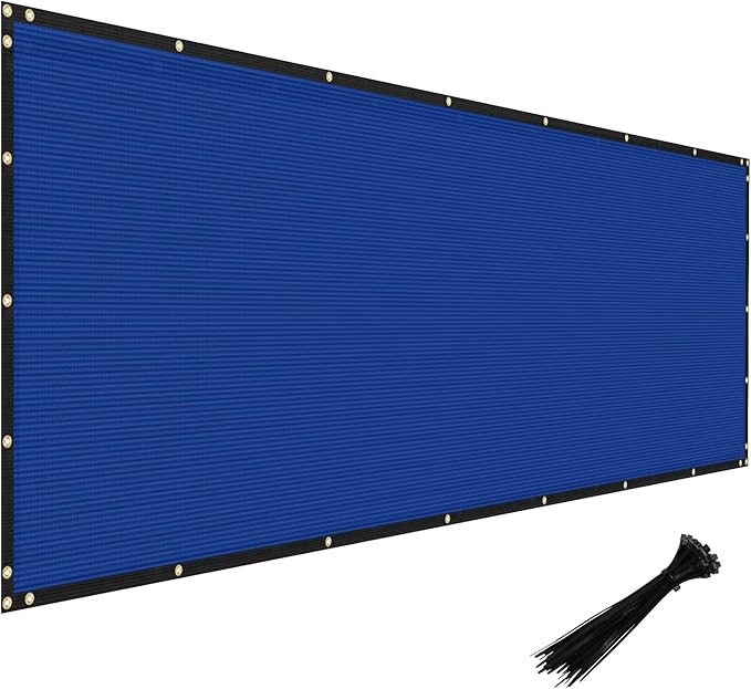 Windscreen4less Privacy Fence Screen Heavy Duty Windscreen Fencing Mesh Fabric Shade Net Cover with Brass Grommtes for Outdoor Wall Garden Yard Pool Deck, 8'x17' Blue