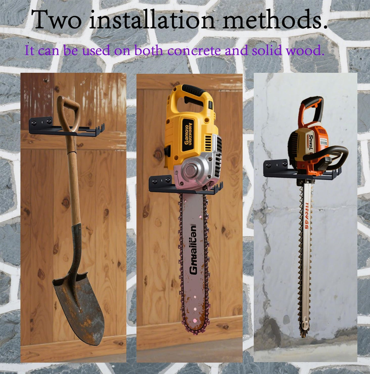 Heavy Duty Chainsaw Wall Mount Holder, Chainsaw Hanger Rack Organizer for Garage, Workshop, Garden (1, Garage Organizer Trimmer Rack)