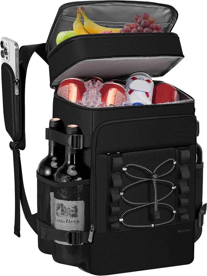 MIYCOO Cooler Backpack - 40 Cans Insulated Backpack Cooler for Men & Women, Portable 2 Leak Proof Compartments Coolers Bag for Beach Travel Picnic Lunch Hiking BBQ Camping