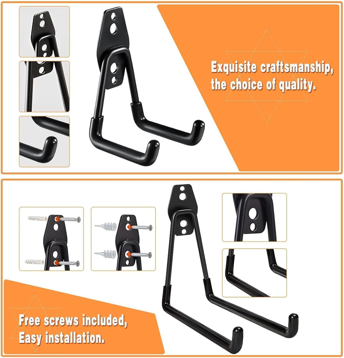 32 Pack Garage Hooks Heavy Duty,Utility Steel Wall Mount with Anti-Slip Coating Hanger & Organizer for Bulk Items,Bikes,Ladders,Power Tools,Ropes,and More Equipment