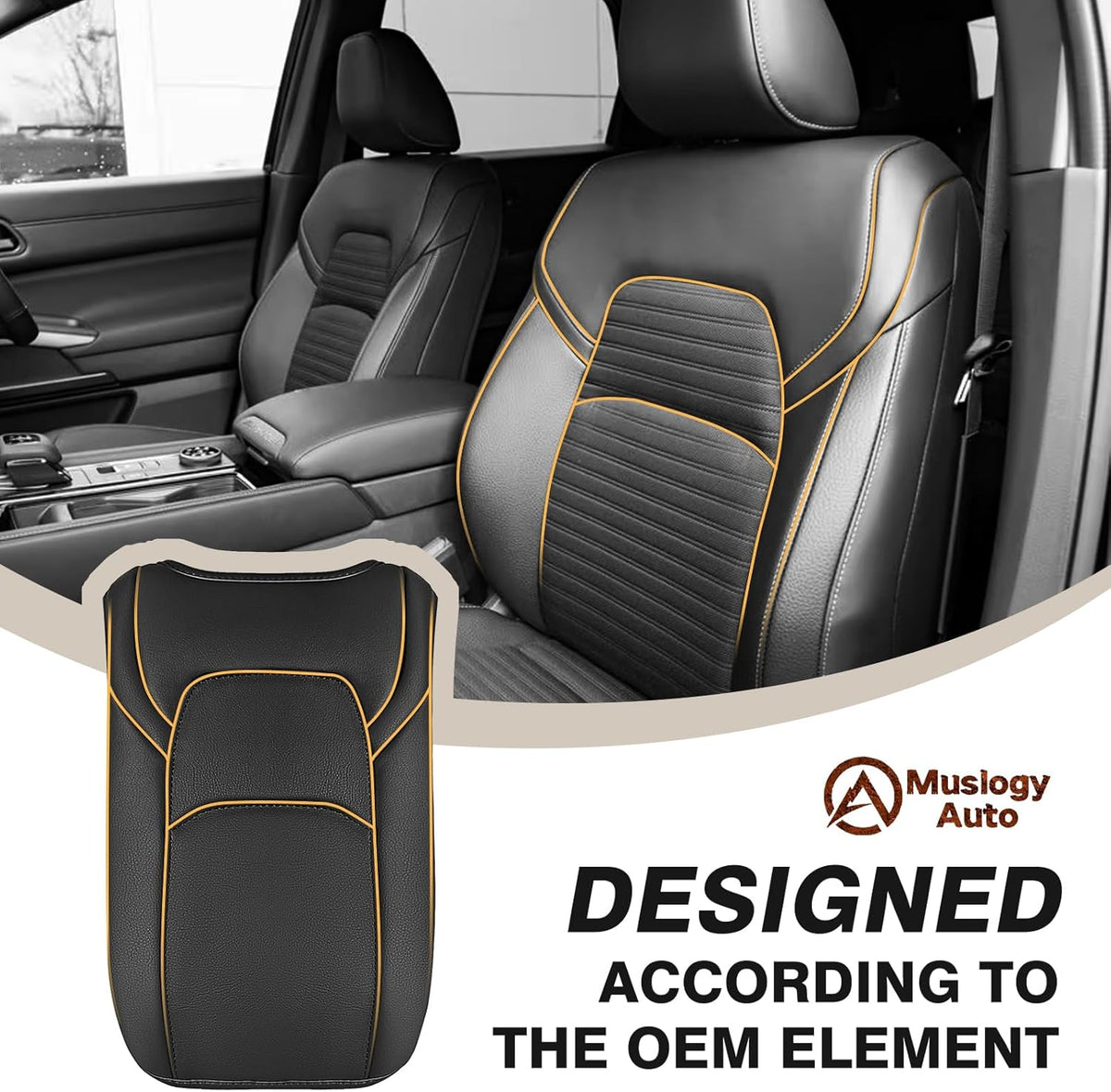Muslogy Center Console Armrest Cover Compatible with Nissan Pathfinder 2022-2025 Comfort Armrest Pad Arm Rest Cushion Vegan Leather Protector Regular Thick
