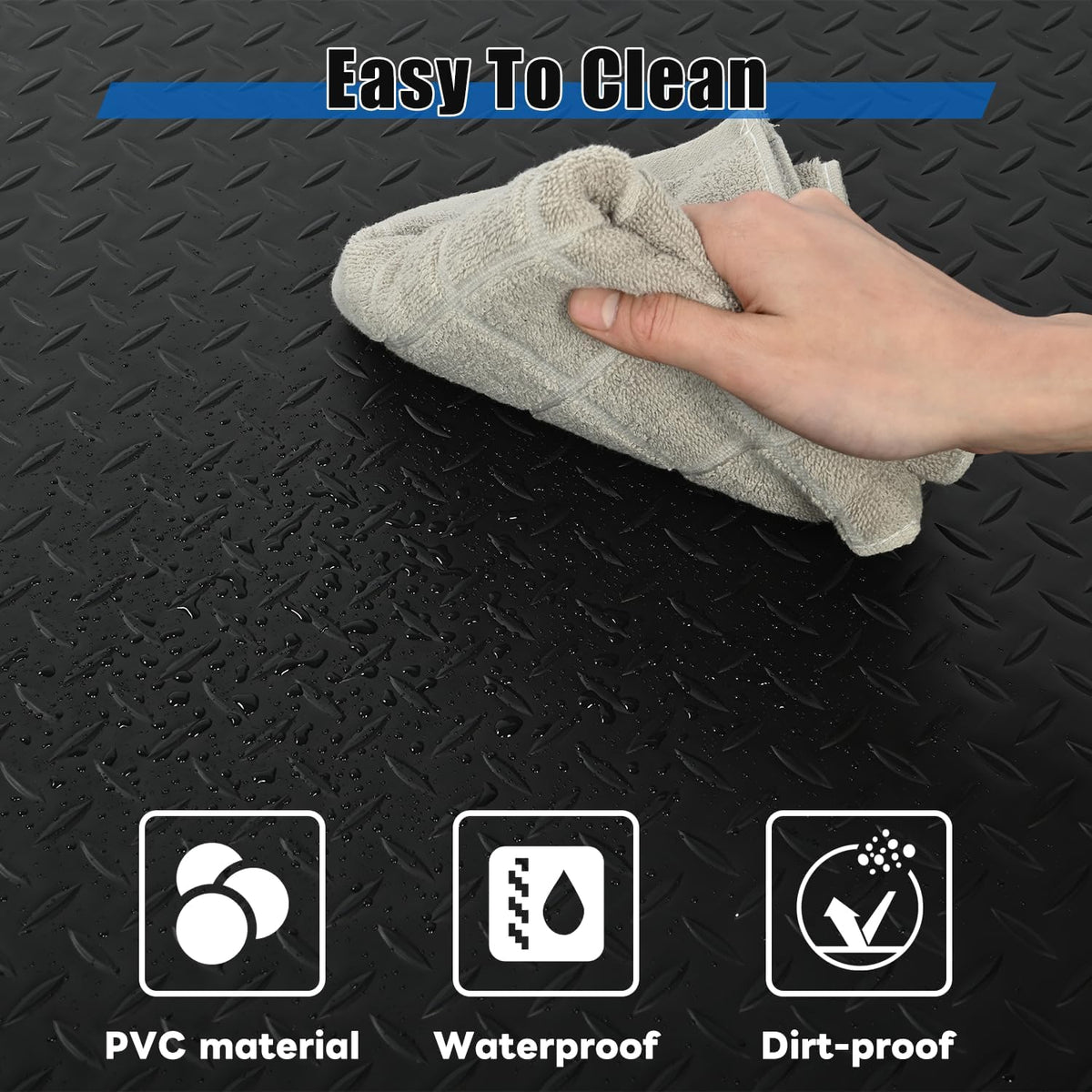 tonchean 3' x 7' Anti Fatigue Mats Industrial Extra Thick 15/16" Ergonomic Standing Floor Pad, Work Mats for Machinist Workshop Garage, Reducing Pressure - Black