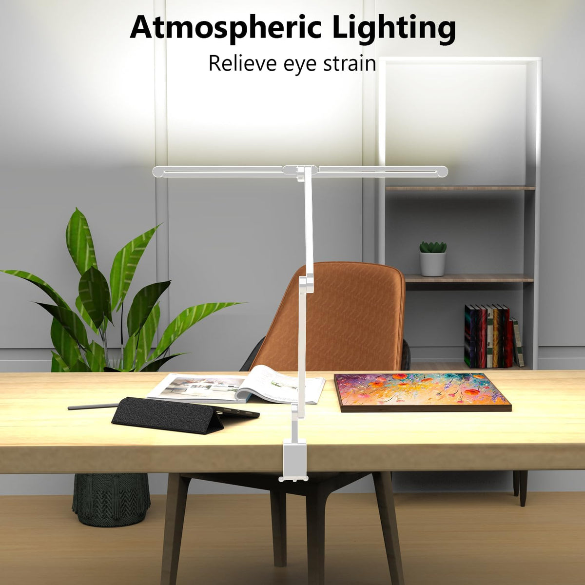 36W Ultra Bright Architect Desk Lamp with Clamp, Tall Overhead Rotatable Led Desk Light for Home Office, 47Inch Long Adjustable Monitor Light Bar with Remote for Computer Screen Desktop Table