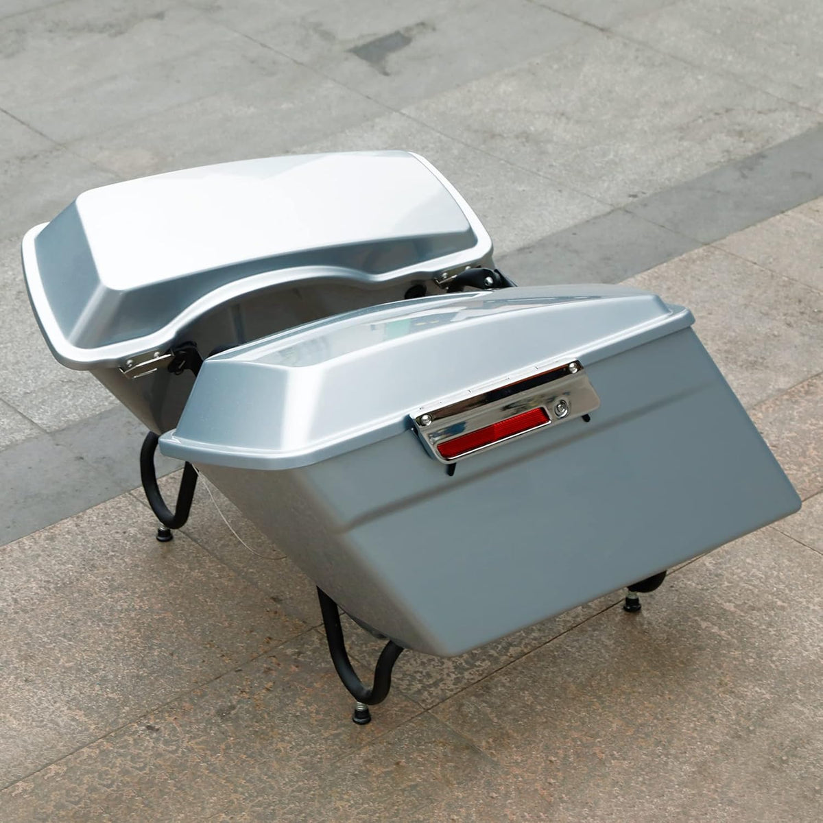 Green-L Silver Hard Saddlebags Fit for Harley Touring Electra Street Road Glide King 1994-2013