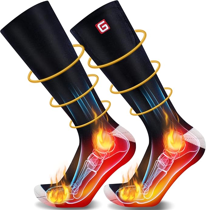 Autocastle Heated Socks for Men Women - Rechargeable Battery Electric Socks for Chronically Cold Feet - Winter Warm Thermal Washable Unisex Foot Warmer for Hunting Skiing Cycling