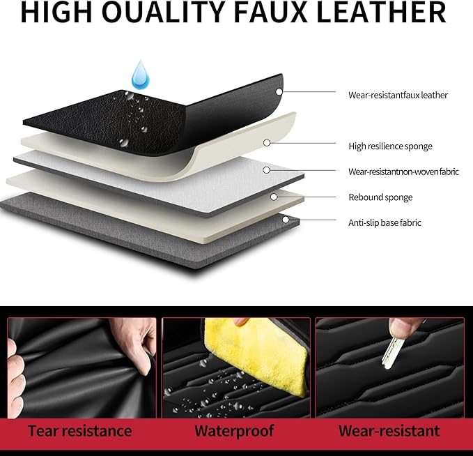 Fit Forester Car Seat Covers for Subaru Forester 2007-2025 2026 - Upgraded Premium Waterproof & Breathable Leather, Airbag Compatible, All-Weather Seat Cushion Protector (Full Set, Black)