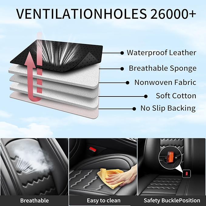 CX-7 Car Seat Covers Custom Fit for Mazda CX-7 2007-2012, Full Coverage Premium Leather Waterproof Breathable Seat Covers Automotive Seat Protectors, Airbag Compatible(Full Set, Seats, Black)