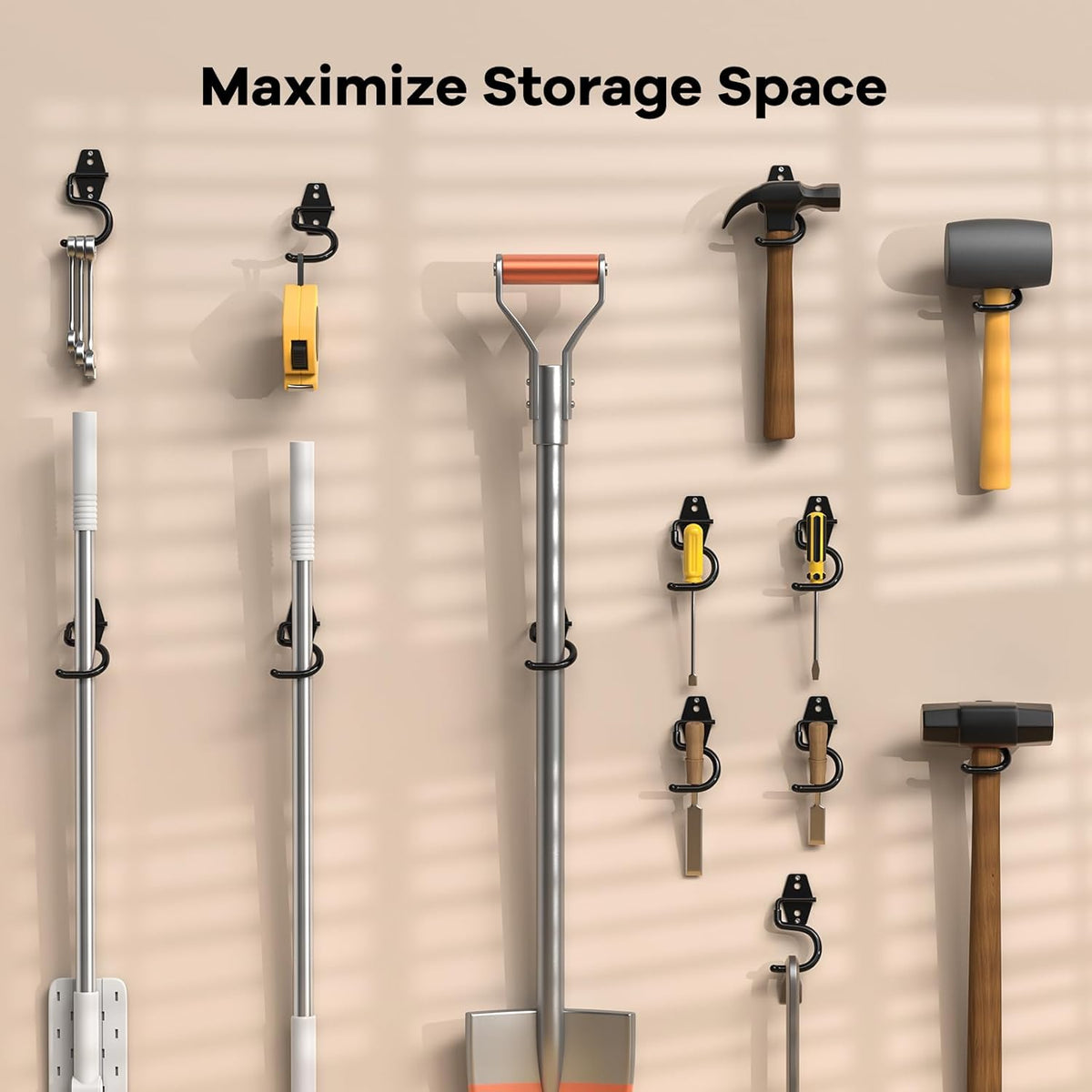 6 Pack Metal Garage Hooks, Heavy Duty S Hooks Tool Hangers for Garage Wall, Shed, Garden Storage Organizer