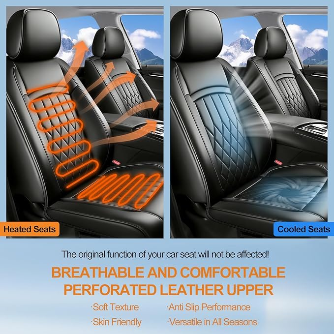 Fit TLX Car Seat Covers for Acura TLX 2014-2026 - Premium Leather, Waterproof, All-Weather, Airbag Compatible, Breathable, Easy Install, Seat Protectors, Only 2 Front seat Covers, Black