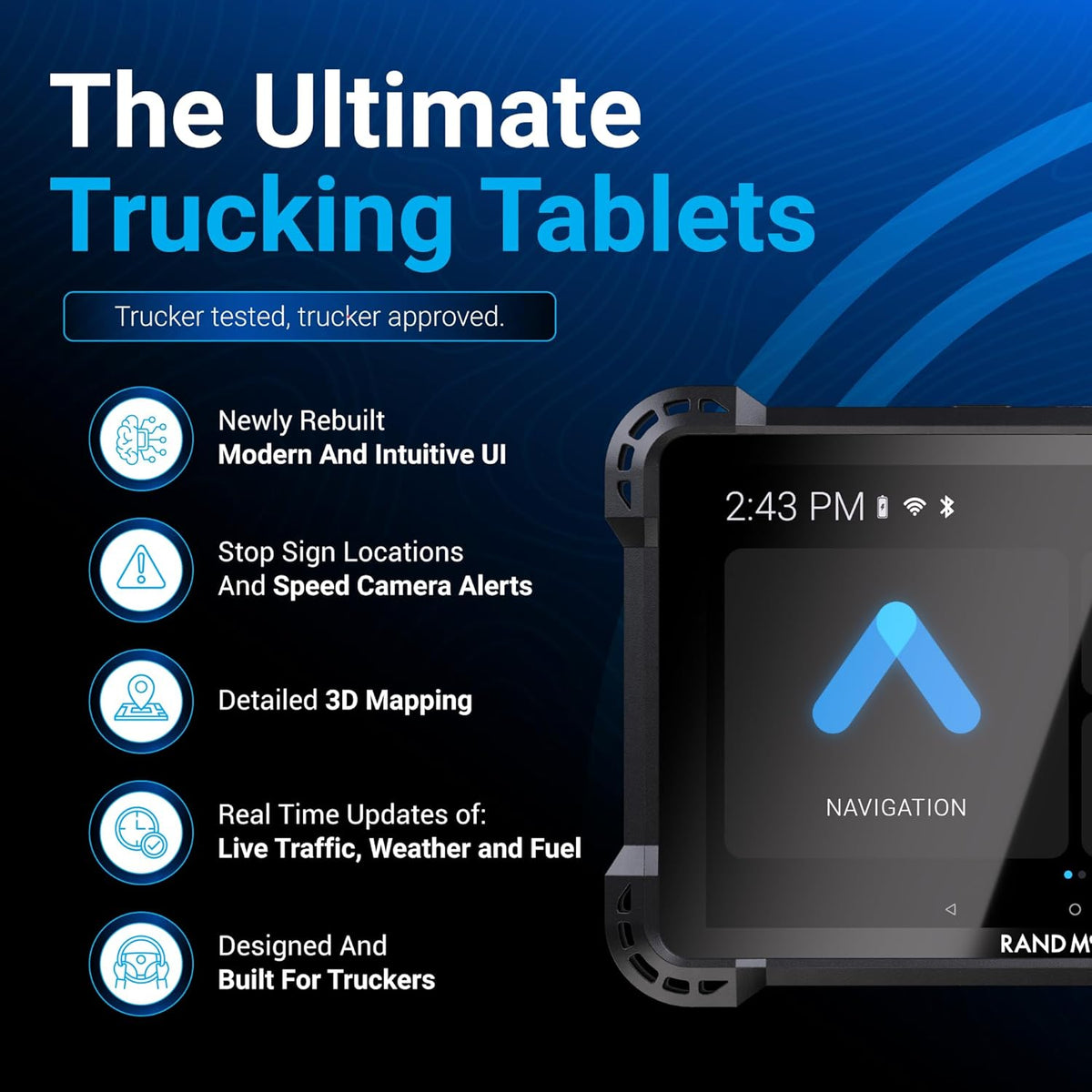 Rand McNally RANDTAB8 8-inch GPS Truck Navigator with Industry's Best Custom Trucking Routes, Rand Navigation 2.0 with 2025 Maps + Built-in Camera