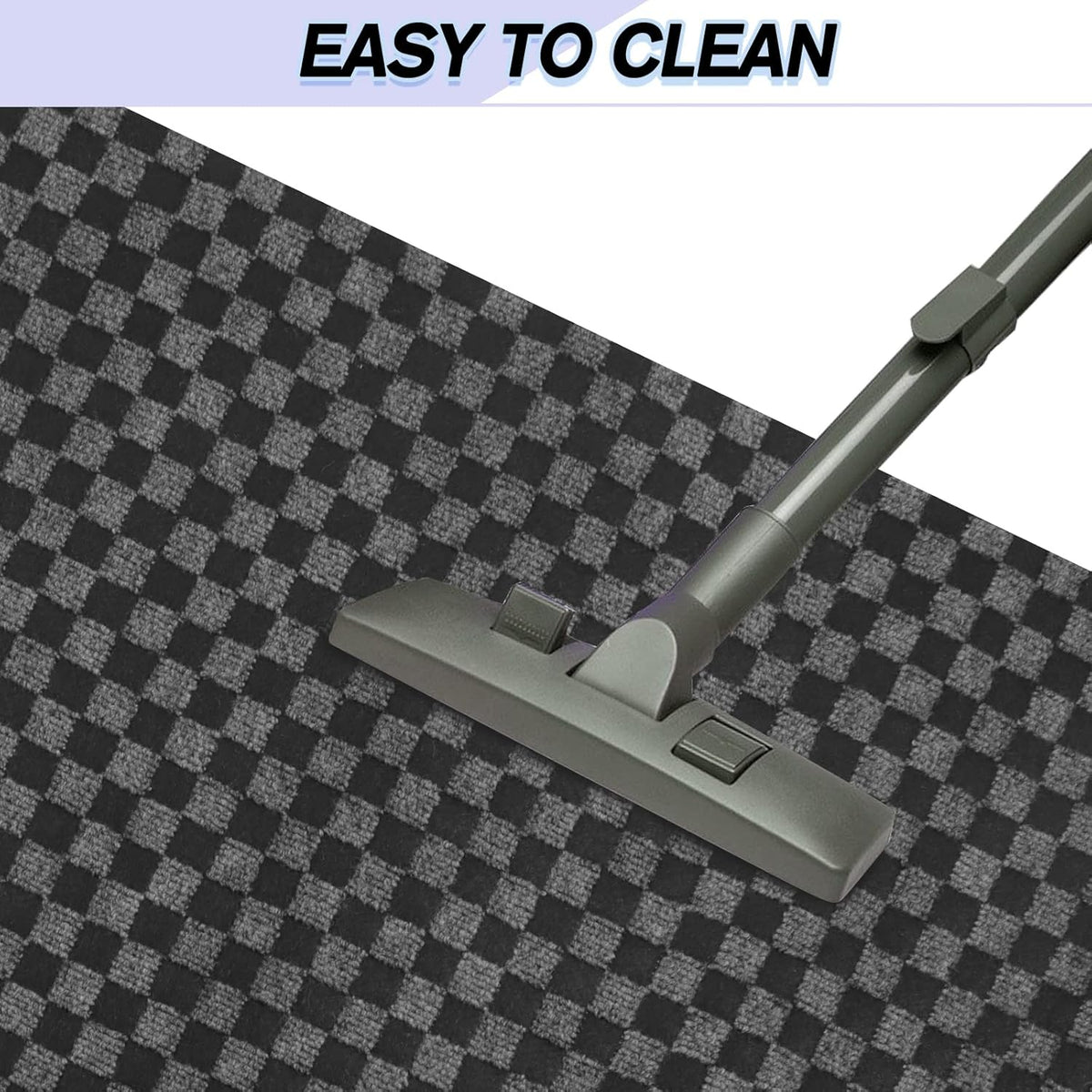 Custom Size Backed Non-Slip Area Rugs Runner, Easy Clean, Waterproof Runner Rugs for Hallway Entryway, Kitchen, Laundry, 4FT x 62FT, Gray Checkered