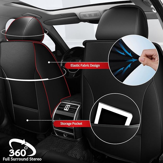 TTX LIGHTING Car Seat Covers fit for Chevrolet Traverse 2018-2026 Front Seat: Premium Leather Automotive Seat Cover with Airbag Compatible Waterproof (2 Seats, Black)