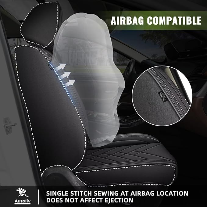 AOMSAZTO 2 Front Seat Covers Fit for VW/Volkswagen Golf 2006-2021: First Row 2PCS Faux Leather Waterproof Seat Covers Automotive Seat Cushion Protector(Black)