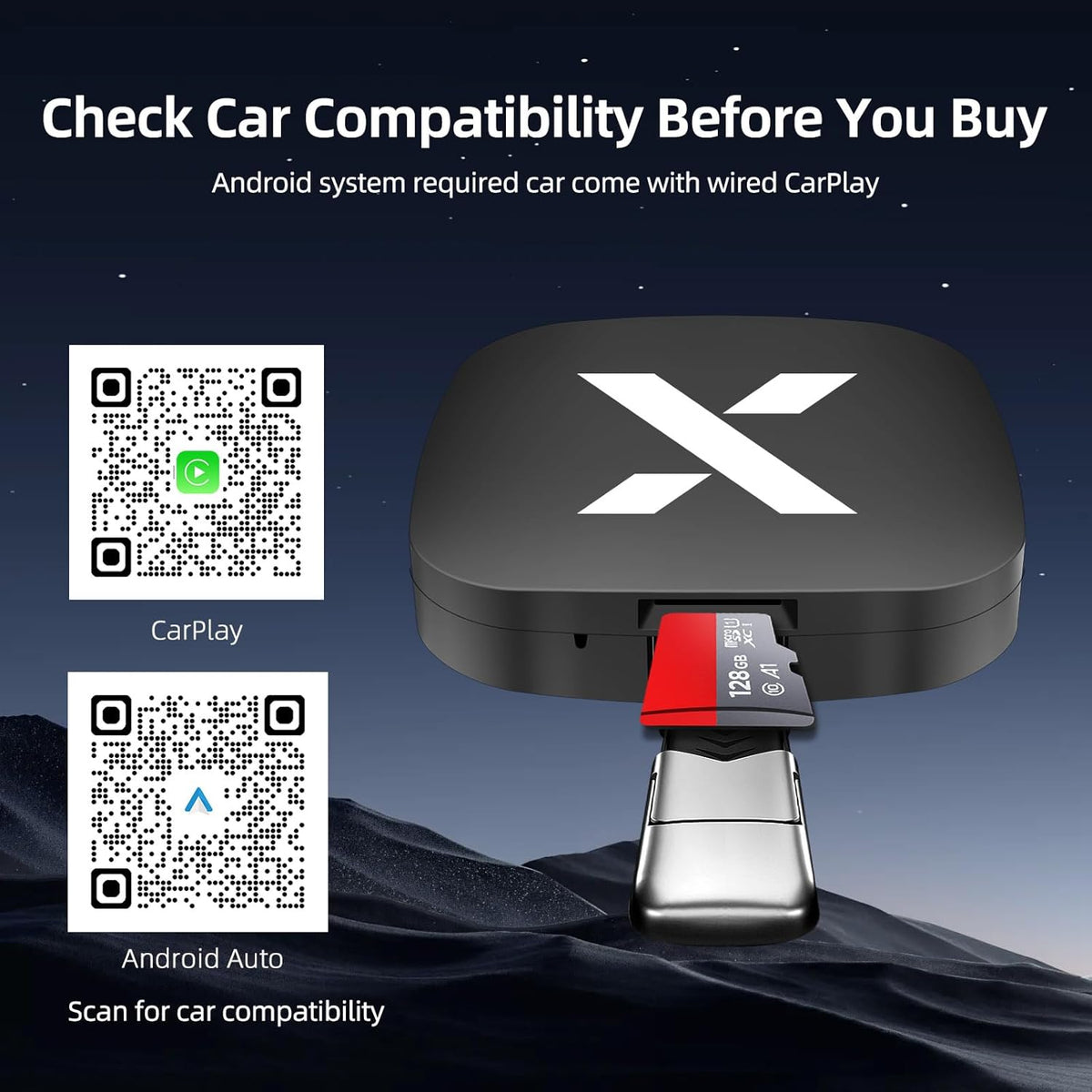 Wireless CarPlay & Android Auto Adapter with Play Store/YouTube/Netflix/Disney+[32GB] Support Screen Mirroring/TF Card/USB Drive,Fit for Built-in Wired CarPlay Car,FEXIER X Car Play Video Magic AI Box