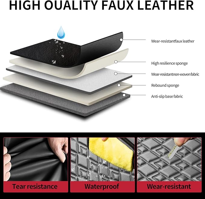 Fit Elantra Car Seat Covers for Hyundai Elantra 2017-2024 2025 2026 - Upgraded Premium Waterproof & Breathable Leather, Airbag Compatible, All-Weather Seat Cushion Protector (Full Set, Black)