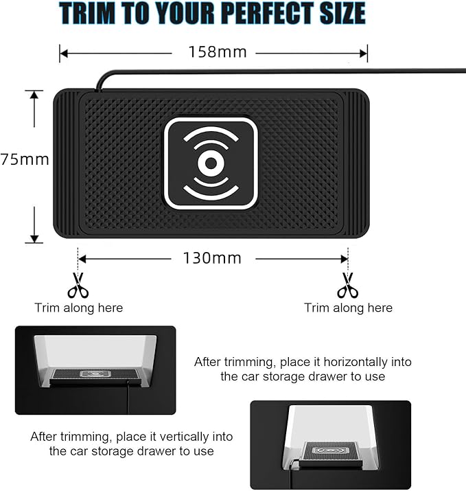Wireless Charging Pad for Car for Honda Accord 2008-2012-pr, 15W Fast Wireless Charger Mat Non-Slip Silicone Car Center Console Phone Charging Pad,B/15W-USB