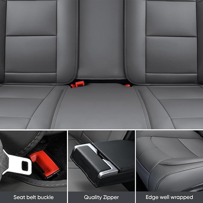 Auto Car Seat Covers Accessories Front Seat Leather Cushion Protector Breathable Waterproof Seat Cover for Cars Universal Fit (Grey, Front Pair)