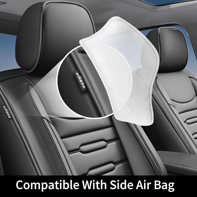 Fit Venue Car Seat Covers for Hyundai Venue 2020-2025 2026 - Upgraded Premium Waterproof & Breathable Leather, Airbag Compatible, All-Weather Seat Cushion Protector (Full Set, Black)