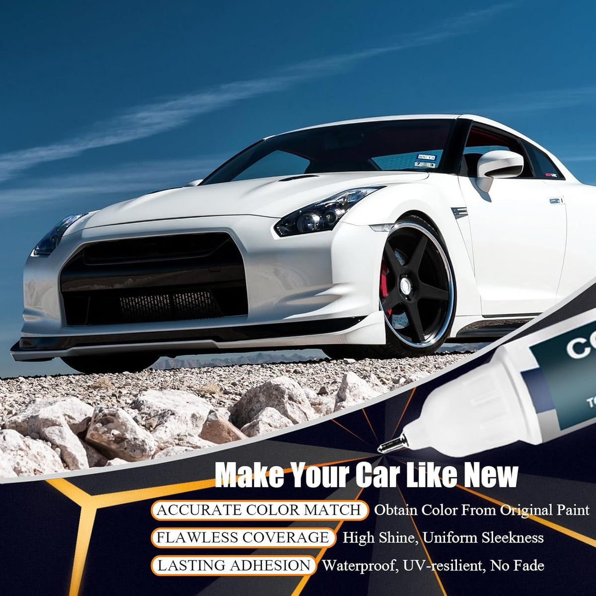 EBB Monarch Orange Metallic Touch Up Paint for Nissan, Car Paint Pen Scratch Repair Two-In-One Touch Up Paint, Premium Car Scratch Remover for Deep Scratches
