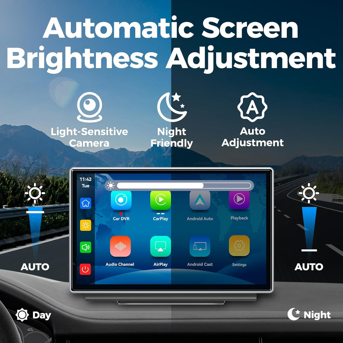 7" Wireless Apple CarPlay Android Auto Screen for Car - 4K Dash Cam, GPS Navigation, HD Touchscreen, AirPlay, 1080P Backup Camera, Car Stereo