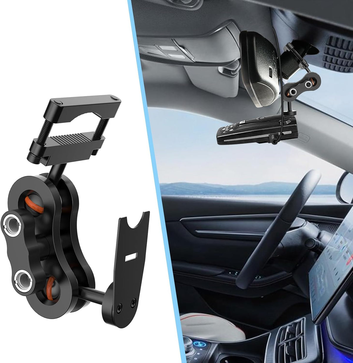 Radar Detector Rearview Mirror Rod Mounting Bracket and Radar Direct Power Cord Hardwired Ki tand Fuse Tap(for Escort Beltronics Vector Rocky Mountain Phantom-T Radar)