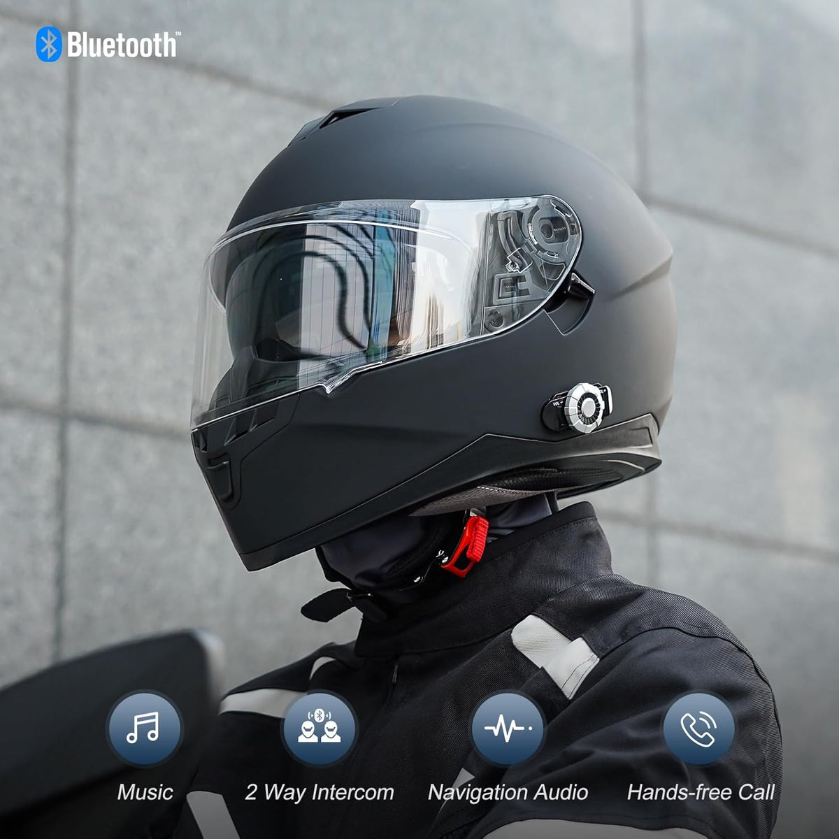 Full Face FreedConn Motorcycle Helmet Bluetooth 5.0 Integrated 2 Way Intercom DOT FMVSS-218 Rated Motorbike Helmet Communication with Dual Visor MP3 for Men Women New EPS