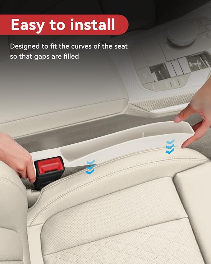 Car Seat Gap Filler, Seat Gap Organizer with Phone Holder, Car Seat Accessories, Car Organizer Fit SUV Truck-2PCS White