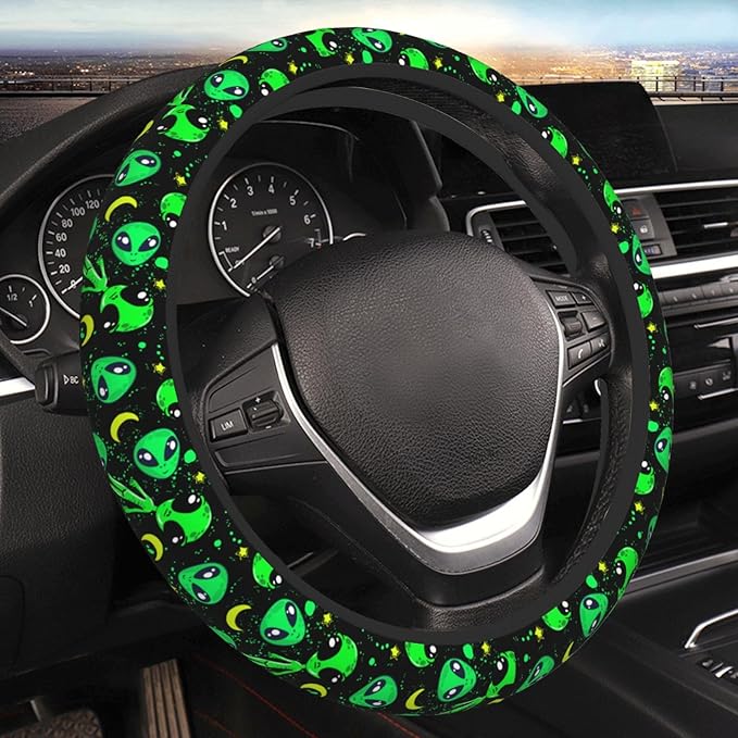 Aliens Steering Wheel Cover for Men Women Universal Car Accessories 15 Inch Neoprene Auto Interior Decor