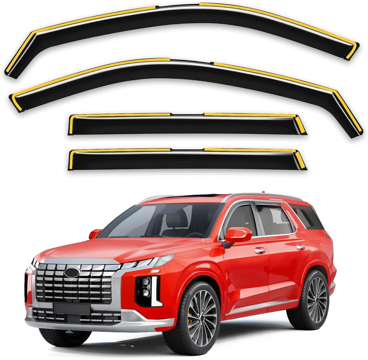 in-Channel Window Rain Guards Fit for Hyundai Palisade 2020 2021 2022 2023 2024 2025 Extra Durable Window Deflectors Window Visors Vent Shades Vent Visors Car Accessories-4 pcs Q23